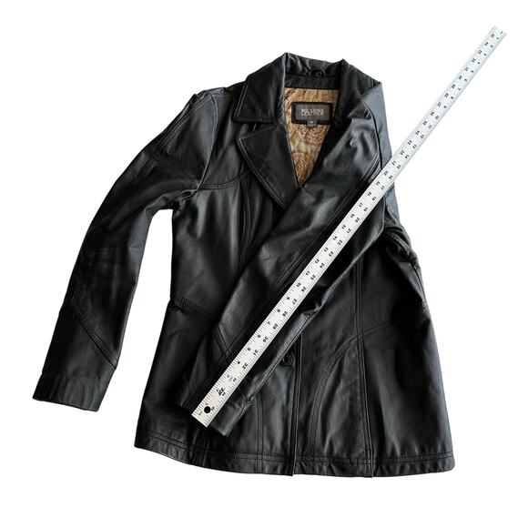 Wilsons Leather VTG Y2K Structured Quilted Lining Button Blazer‎ Black Jacket M - Picture 11 of 11